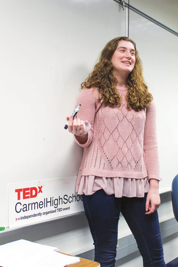 Sarah Konrad, TEDx
president and junior,
directs a meeting.
Konrad said the
logistical work leading
up to the talk is stressful,
but worth the effort.